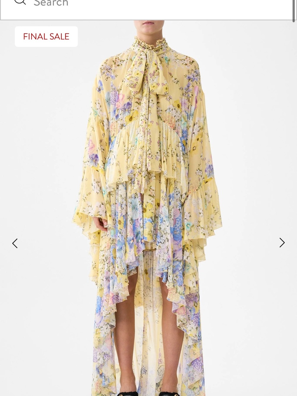 Camilla Yellow Floral High-Low Ruffle Dress